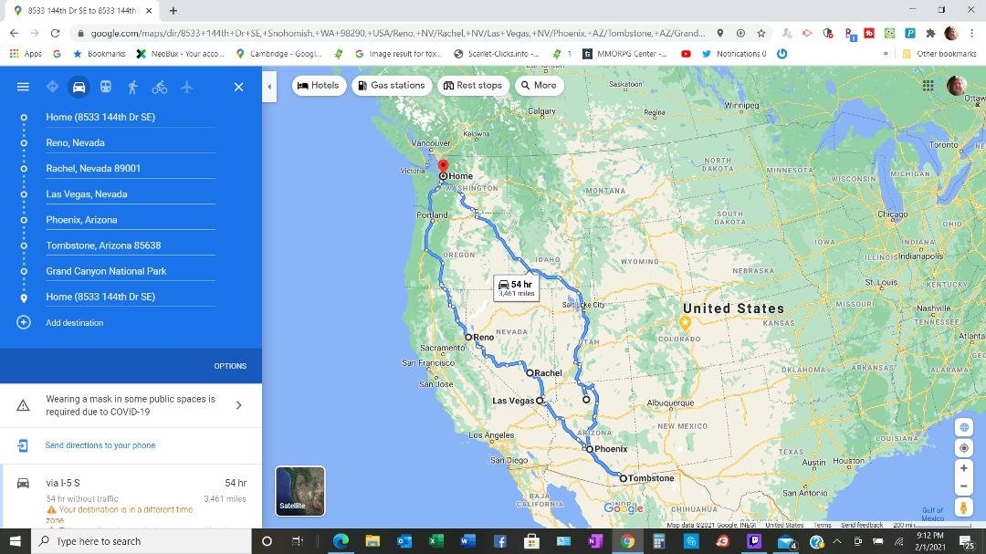 You know what would be an ultimate road trip to do someday: driving to the desert southwest. Could visit the Reno area (could visit Aunt Linda along with Jim Pierce while at it), drive from Reno to Las Vegas (doing the ext