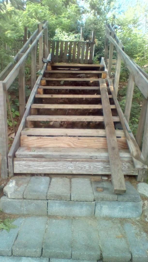 Mom and I got done with the stairway going up to the garden