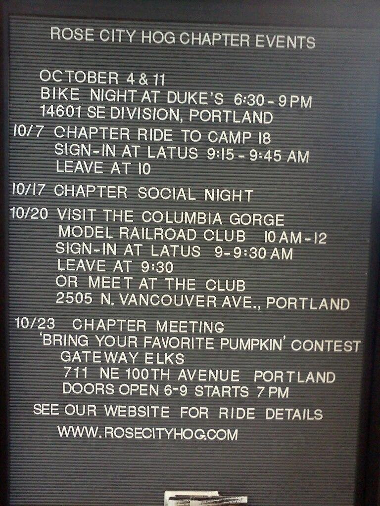 UPDATED CHAPTER EVENTS FOR OCTOBER 2012