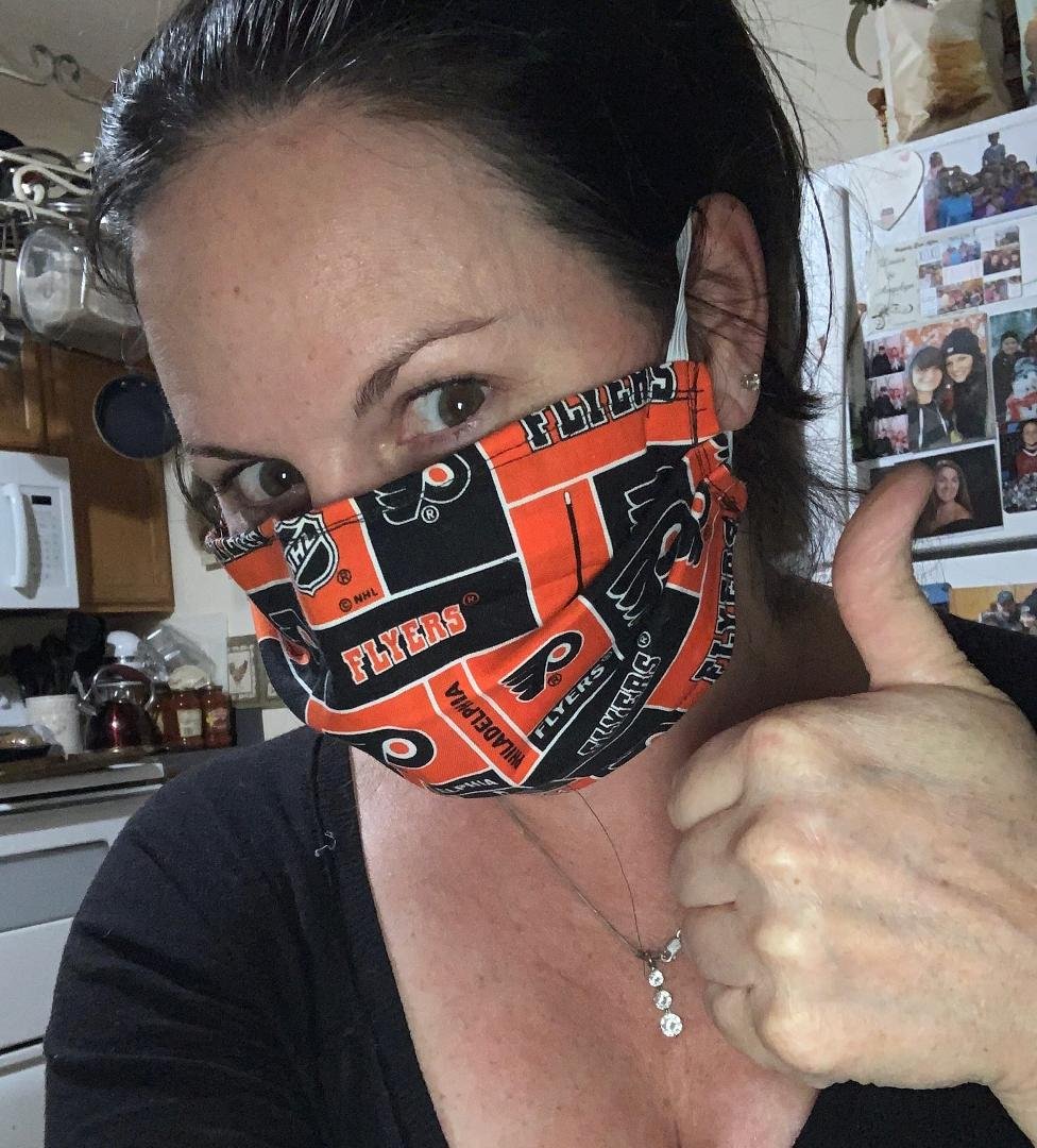 Thank you Mel for making a  mask for Dom.  He will love wearing this for his treatment on Saturday at CHOP.