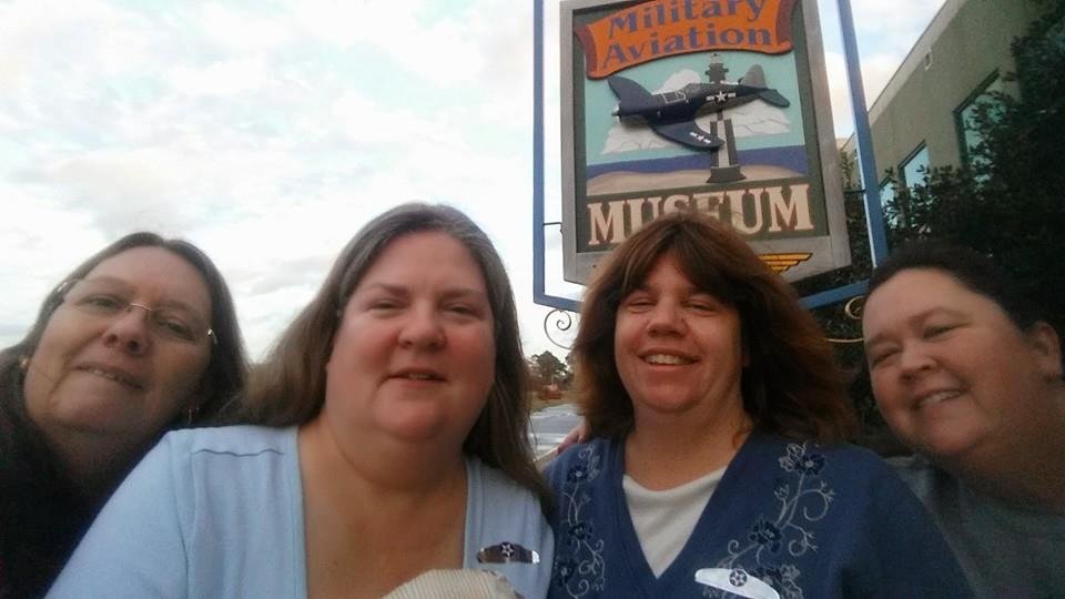 Having fun with the girls looking at planes