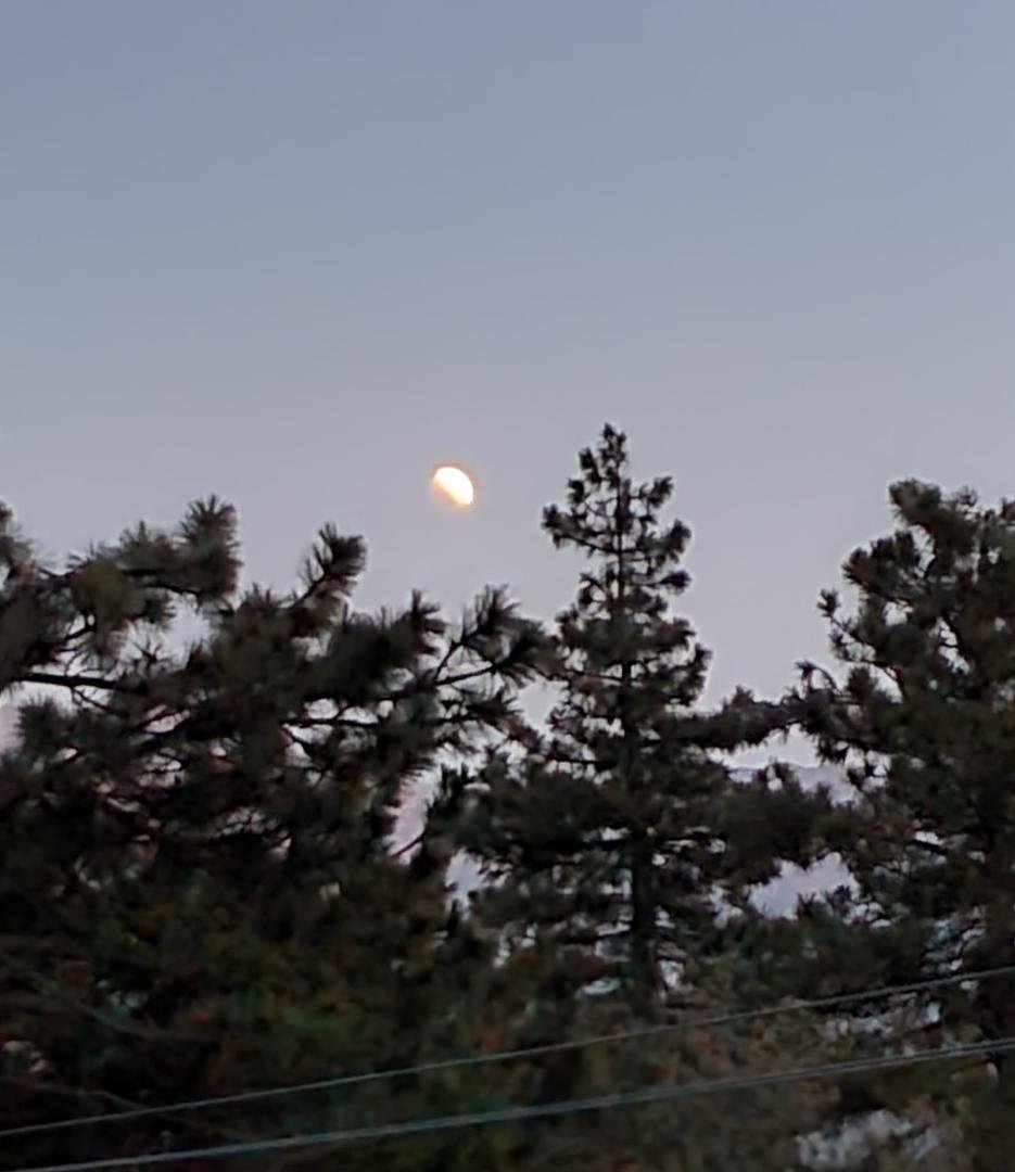 Tonight's Lunar Eqlipse is happening now - total by 9:15 pm on the West Coast