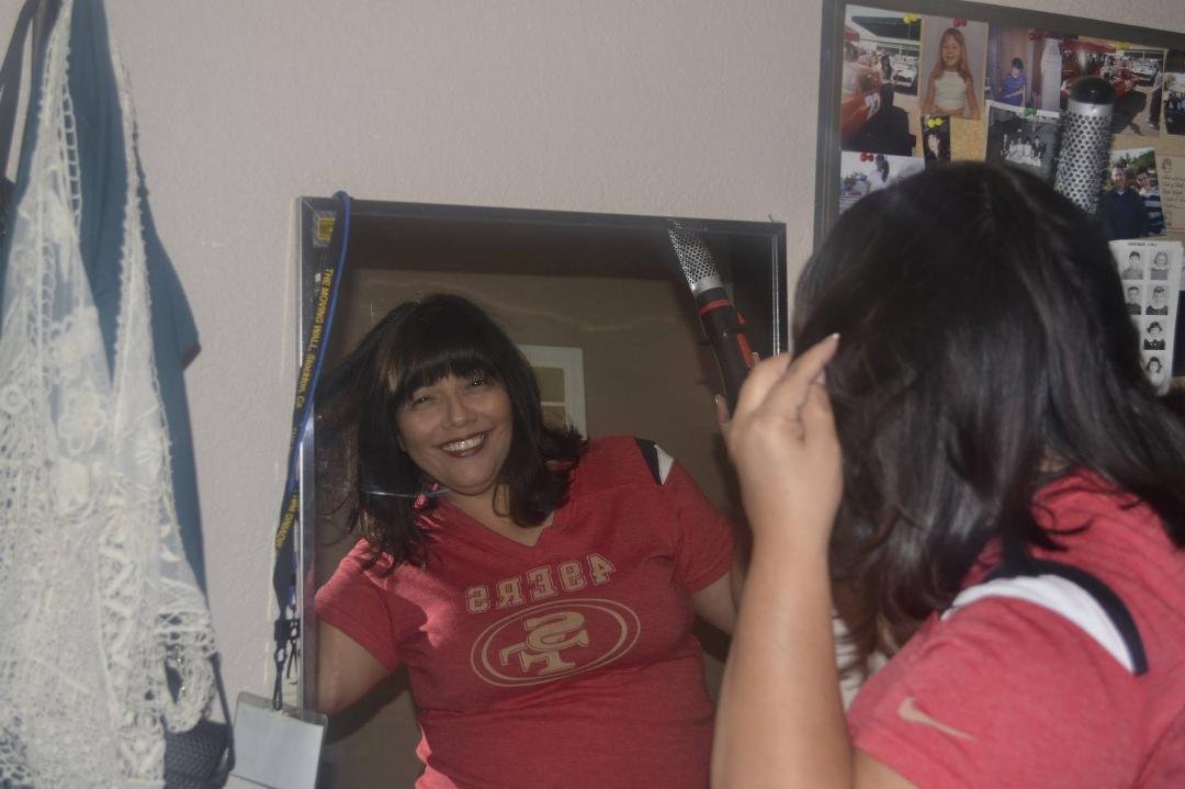 Christina Rosales Kelley getting ready for 49er game!