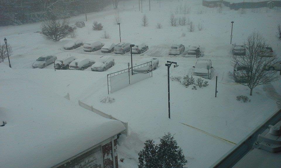 looking outside our window. I don't see warm beach water or white sand. hoping to fly out soon