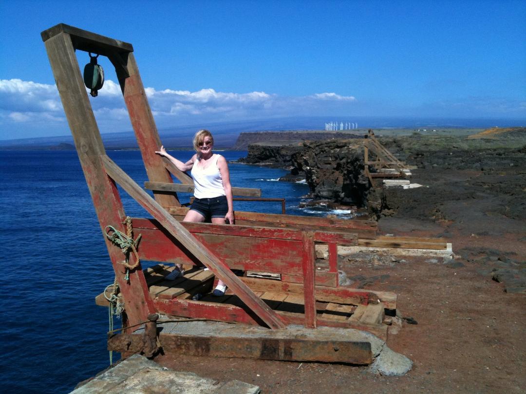 A wench on a winch. Coleen on a boat winch at South Point. Absolutely gorgeous day.