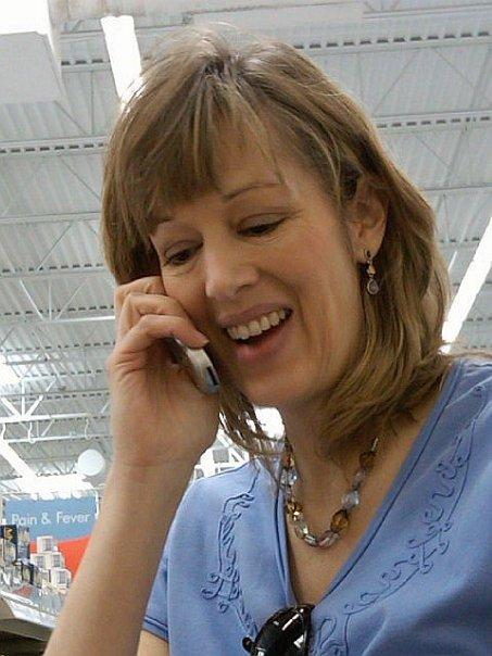 Daughter Teri, communicating at Wal-Mart.