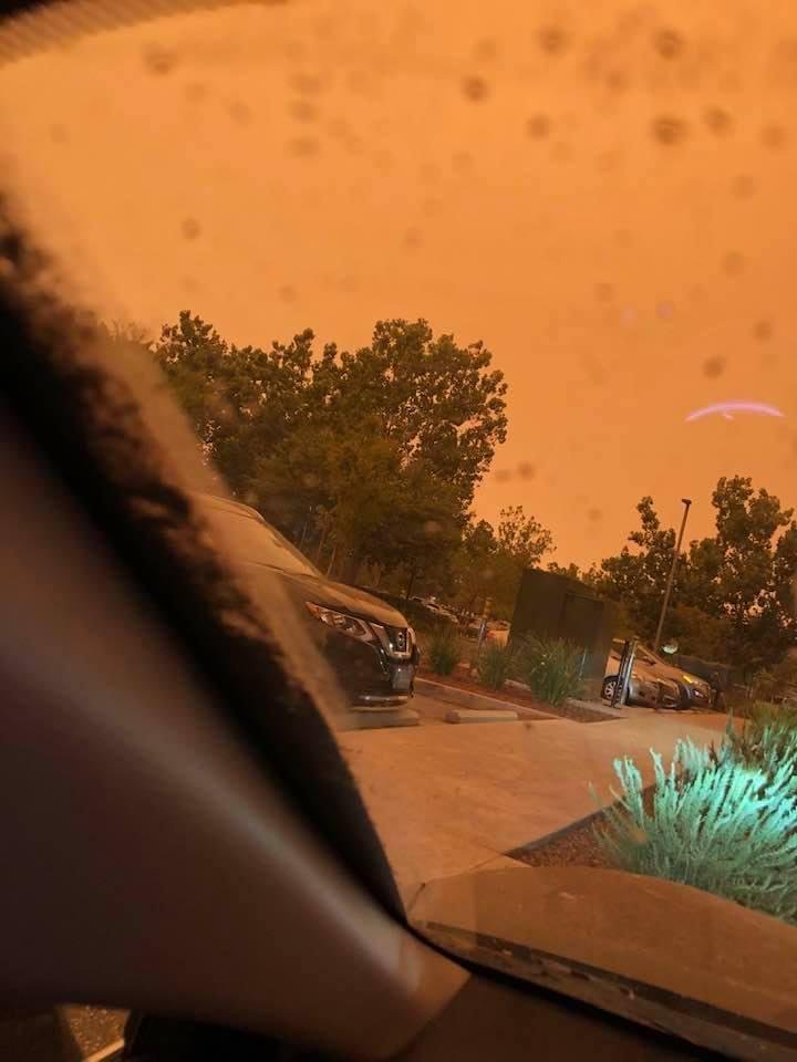 The morning we woke up to fire very close to Yosemite!!! About 1 inch of ash!! We evacuated quickly!!