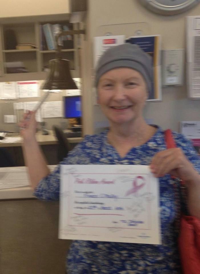 I rang the bell yesterday at Tunnell Cancer Center upon completion of my chemo treatments. YEAH!! I start radiation in a month and then, praise God, I'll return to my normal healthy self.