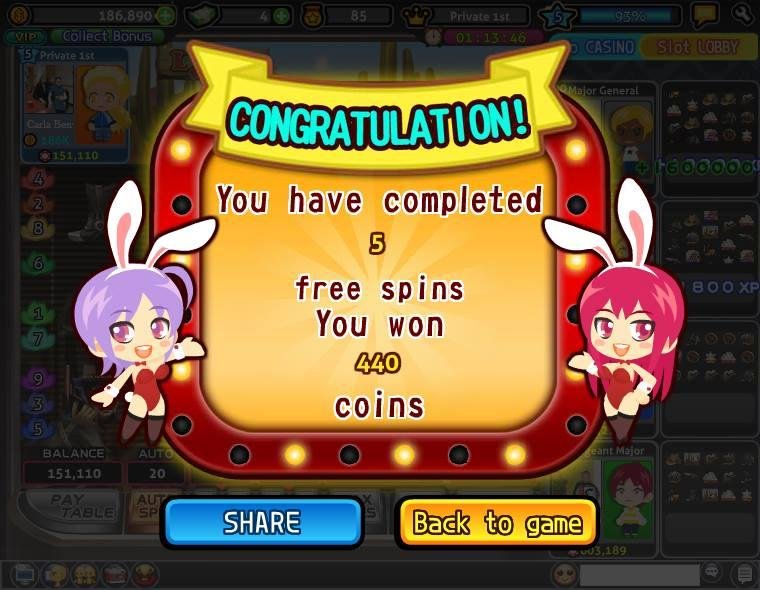 Carla Benway played the "Wild West" Free spin and won 440 coins in Let's Vegas! Come to join now!