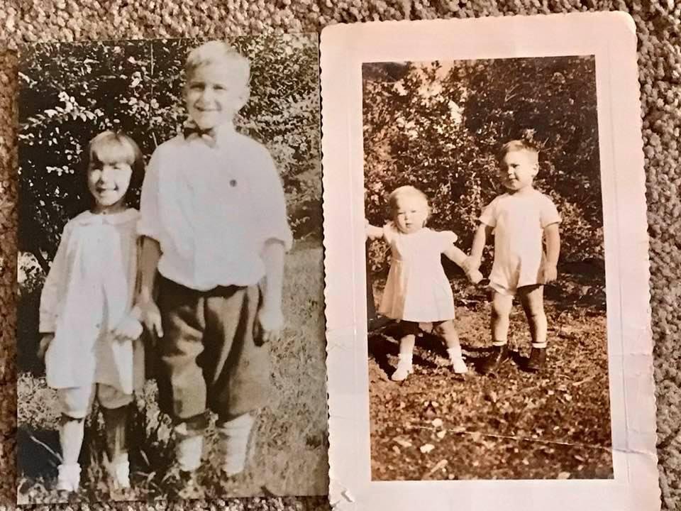 A real oldie! My dad and his sister Virginia on the left and me and my brother Larry on the right.