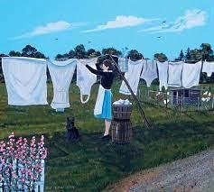 Once a week, I do a washing of dirty clothing, sheets, towels, etc..The weather has been very nice..What I do remember most from childhood, is the smell of fresh crisp clean clothing and fabrics that have been washed, and t