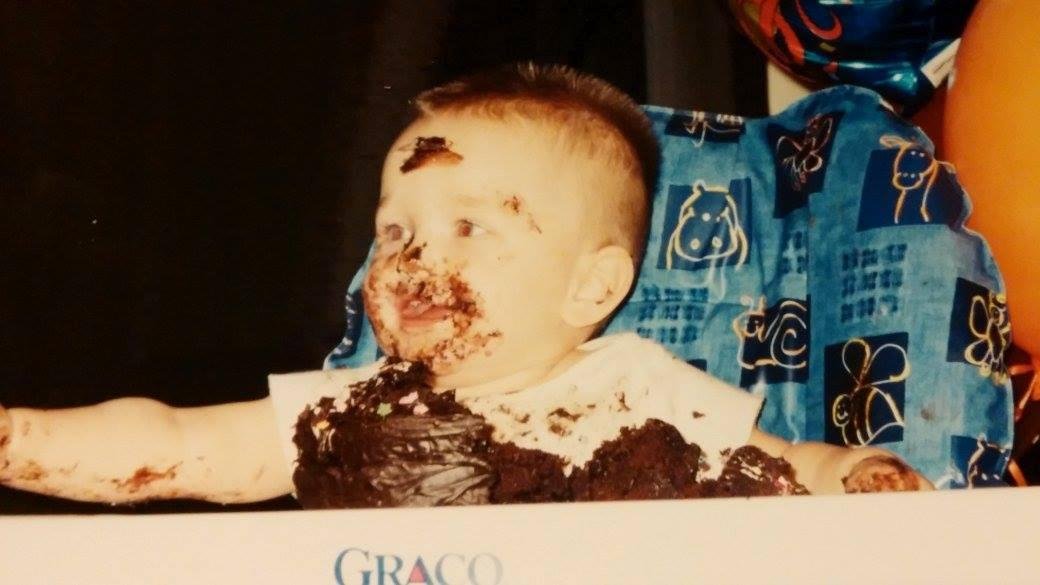 Chase Leveck, 13 years ago, we all celebrated your first birthday! I want your face look like this again after you eat your cake!!!!