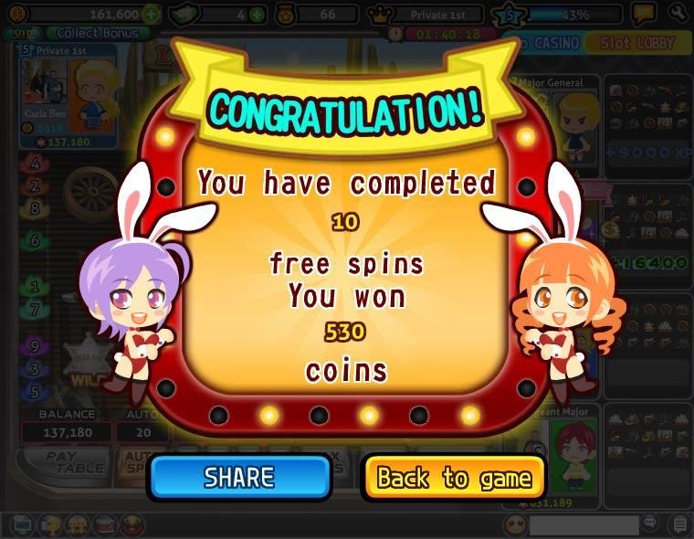 Carla Benway played the "Wild West" Free spin and won 530 coins in Let's Vegas! Come to join now!