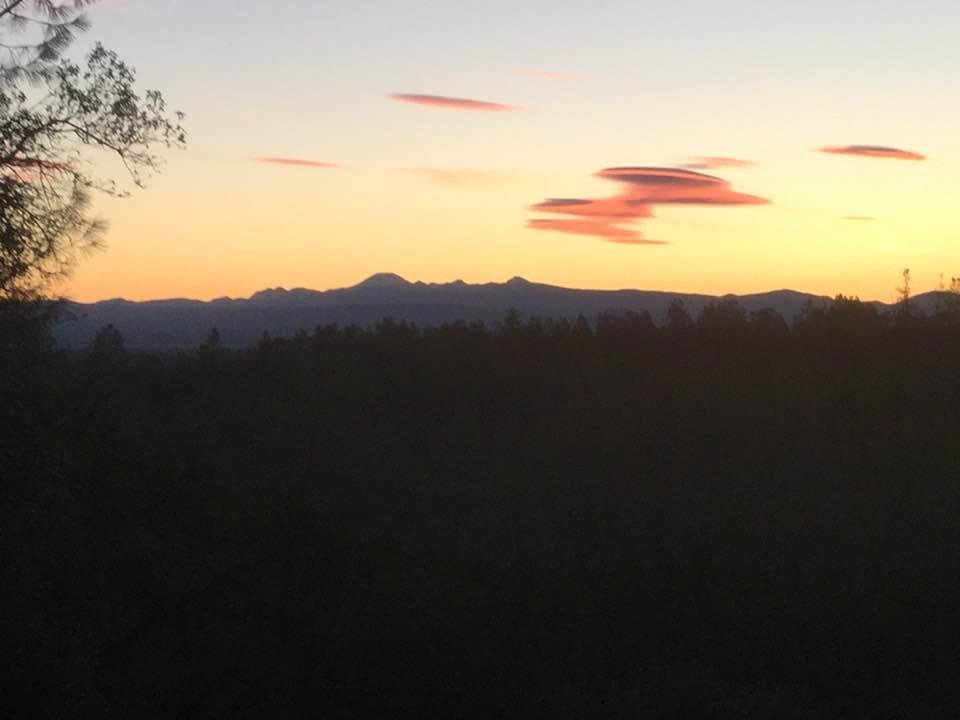 Sunrise from my back deck. Lassen Peak