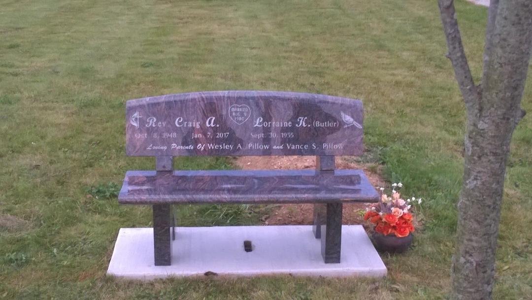 Craig's headstone/bench went up today on his birthday. The boys went down and got this picture for me. Thanks guys.