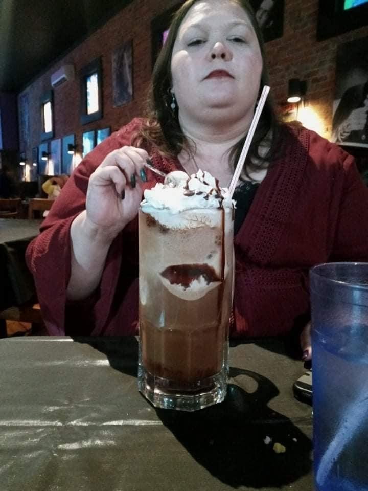 Helena Biddle, dinner drink chocolate coke with 3 scoops of vanilla ice cream in 32 oz mug!