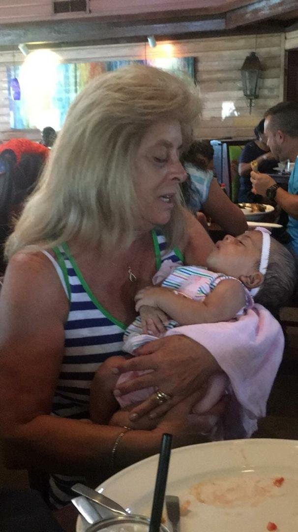 Mimi with her pride and joy. Lunch for Ashley's birthday.