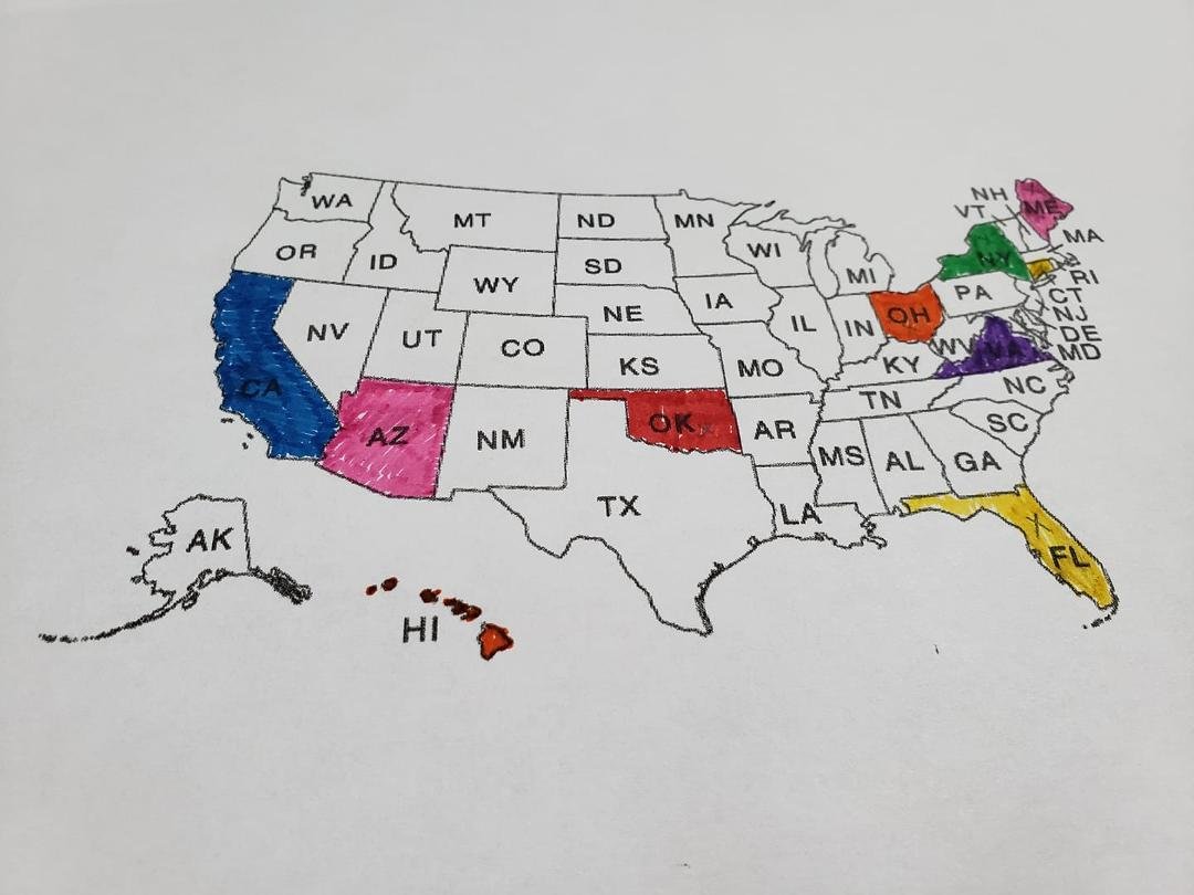 A few more states donated to my quest to beat cancer.  Wont you help me with my challenge and give back at the same time. Comment below to get my ACS link.