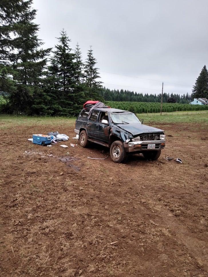 Incident on the property last night. Four of Carl's friends rolled while playing Baja in a 4x4. Three injuries, two minor, one with a few broken bones. They are recovering today. I expressly forbade this, but......