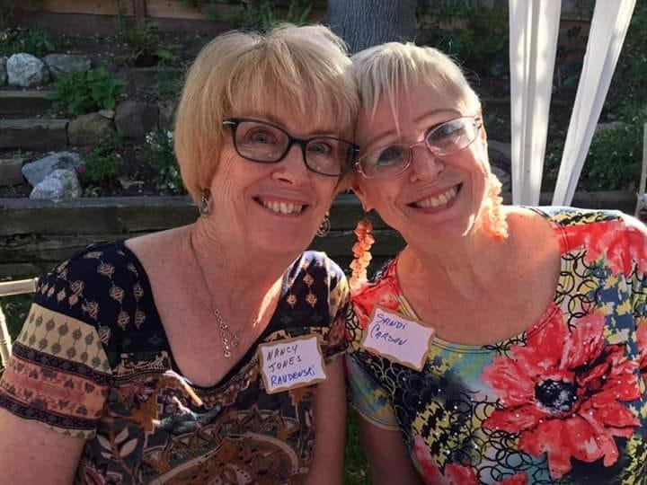Sandi and I at my 70th birthday party with 1967 Castro Valley HS classmates.