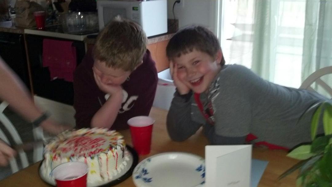 My wonderful grandsons' 9th birthday yesterday! So hard to believe they are that old already! We had a great day together, dinner and ice cream cake!