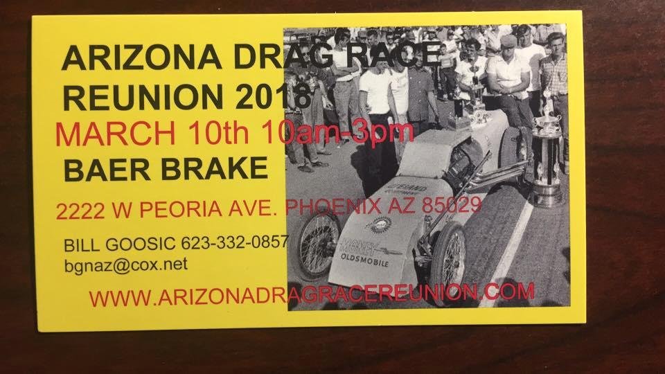 Saturday March 10th 2222 W Peoria Ave Phoenix 85029 10am.   Cackle cars at 11am noon 1pm hall of fame induction at 1:30pm.  Who’s going?