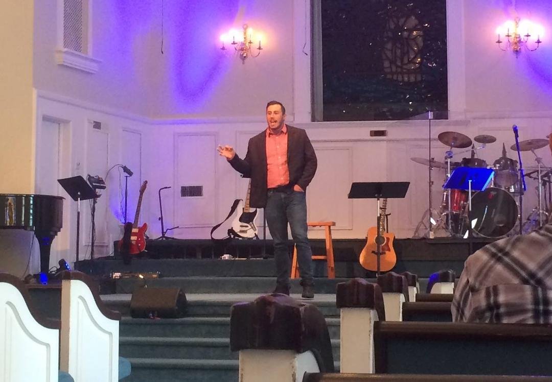 My son Kendal Clayton preaching yesterday at the First Baptist Church of Bridgeport TX where he has served five years as Student Pastor. He and his wife Rebekah Clayton are moving this week to Monroe LA where he will serve