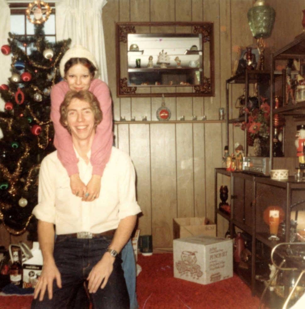 My sister Tonita and myself at Dads house Christmas 1979