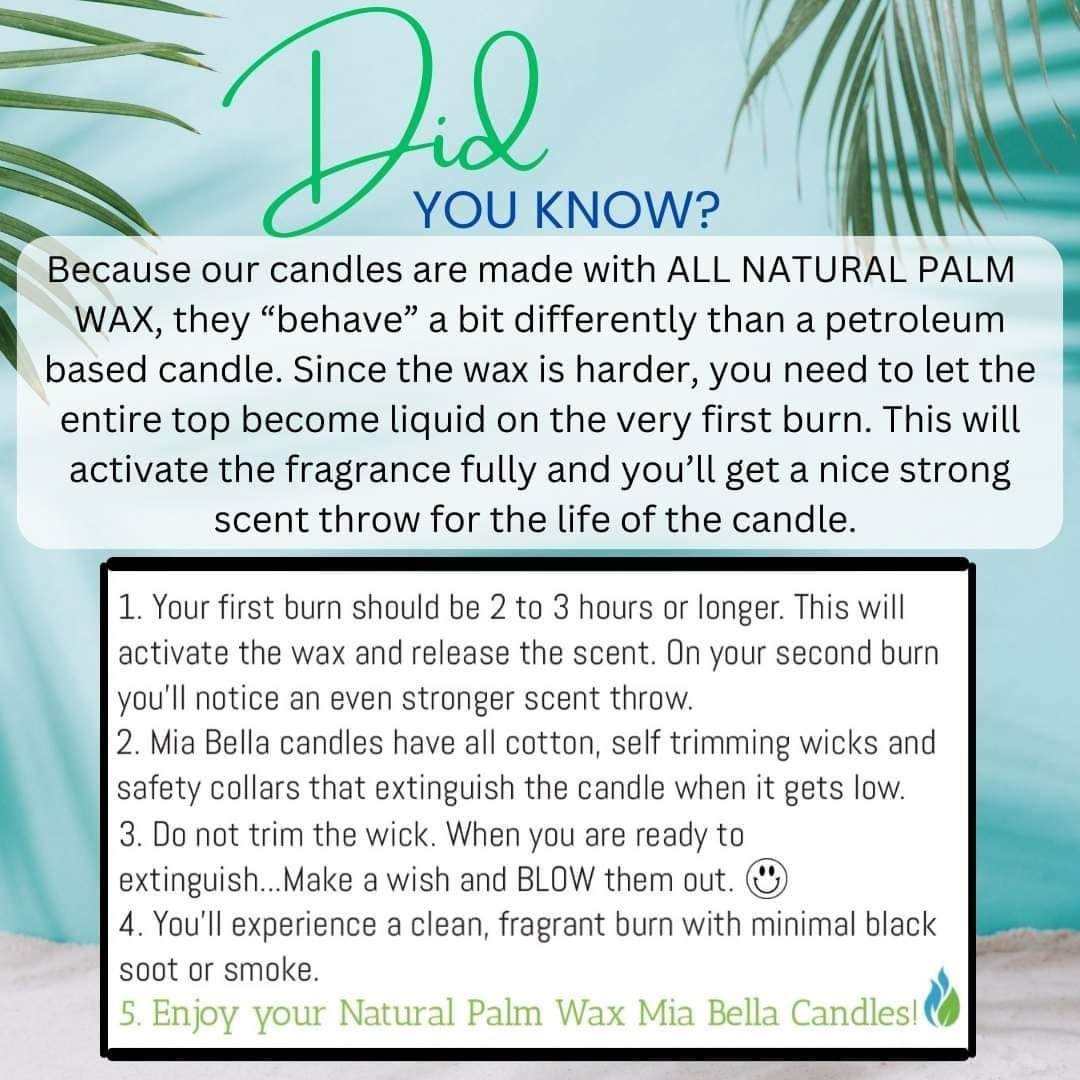 Ahhhhhhh, Candle Care....one of our favorite topics...except, ours is simple. No snuffers, no dippers, no scissors and such. Just let that first burn go for 2-3 hours or until completely liquid on top and blow it out when y