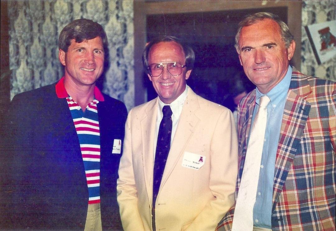 TBT 1988 Bill Curry then head Football coach and Wimp Sanderson head Basketball coach at BAMA Wimp always wore his plaid coat.