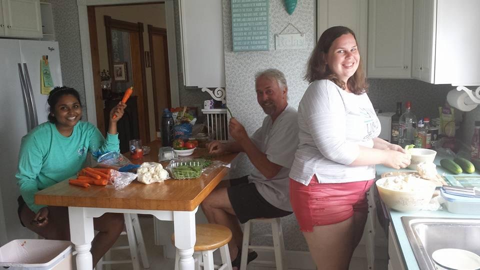 Help in the kitchen up at Lake Huron.