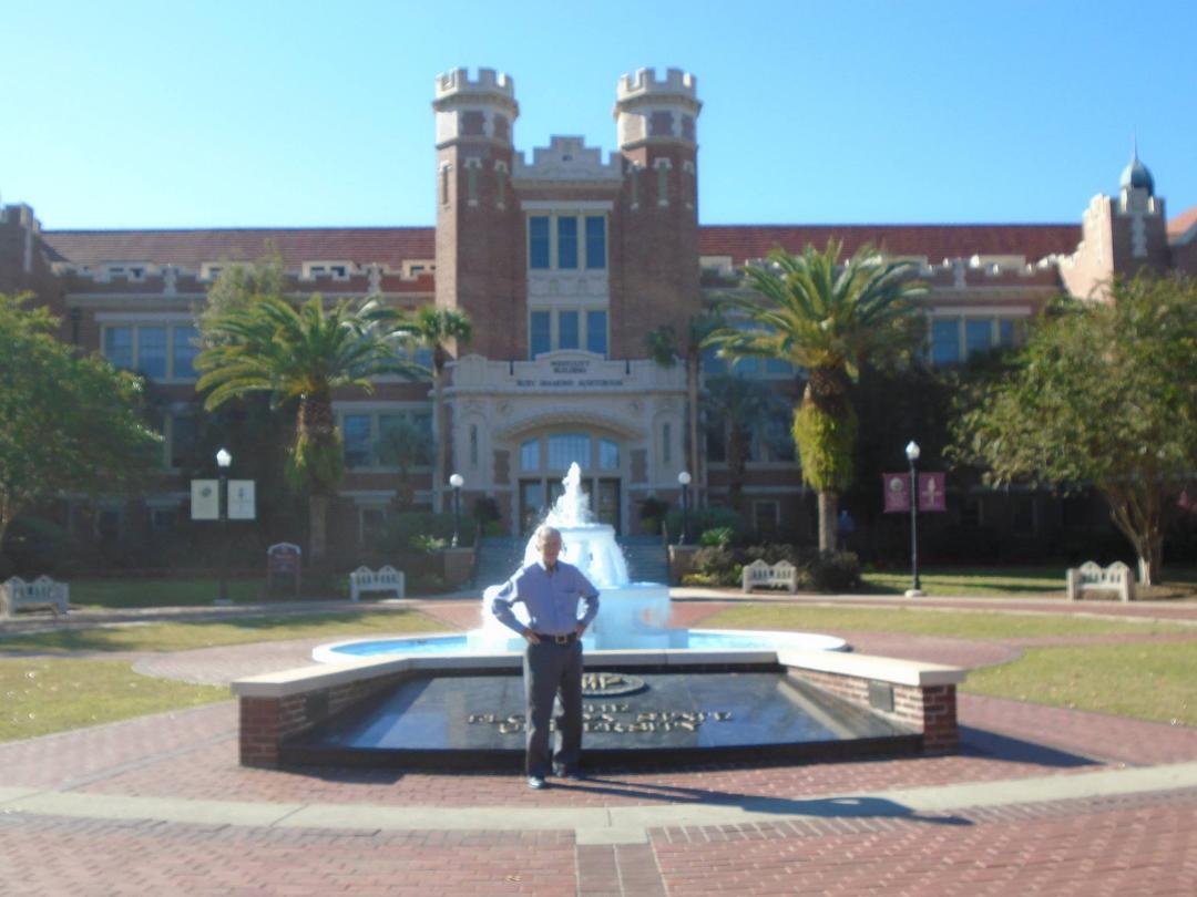In front Westcott Fountain at Florida State University.