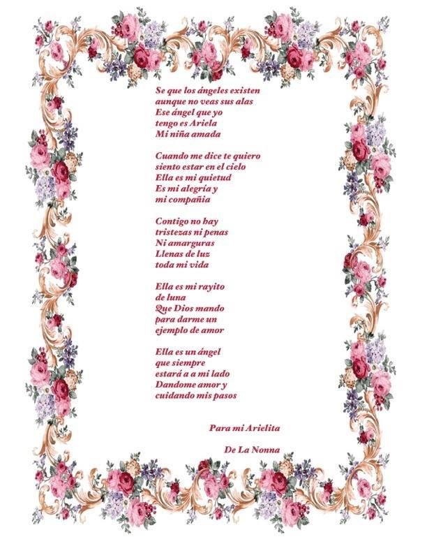 Este poema se lo escribí a mi Ari, para siempre recuerde a su Nonna, Felicidades mi niña linda!!