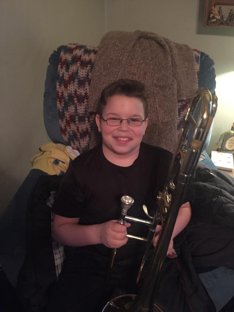 My grandson Chase lost his trombone in the fire a friend of mine at work called her nephew in Indiana and they drove 7 hours to bring him one.