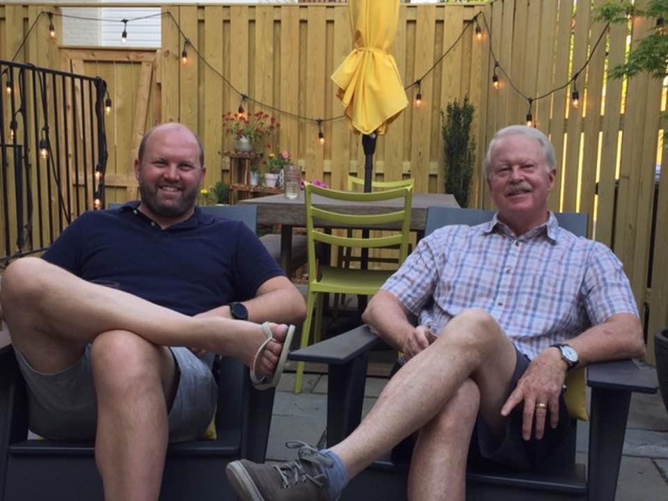 Relaxing on Brian and Chris' patio.