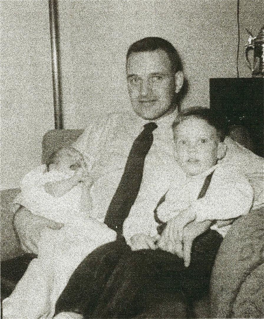 PROUD PAPA WITH STEVE & NEW BABY,  JAMES, 1958, BITBURG, GERMANY