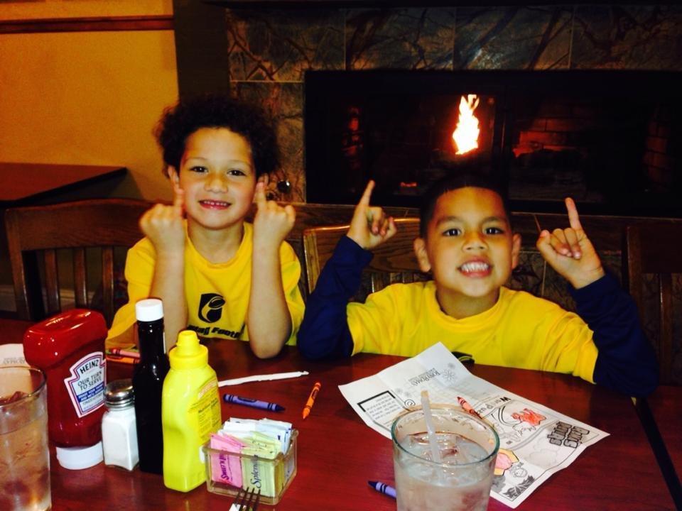 Celebrating the boys undefeated season!!! With the crew