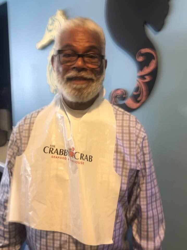 Yesterday for Father’s Day they put a bib on me . Went to crabby crab, seafood and crab house