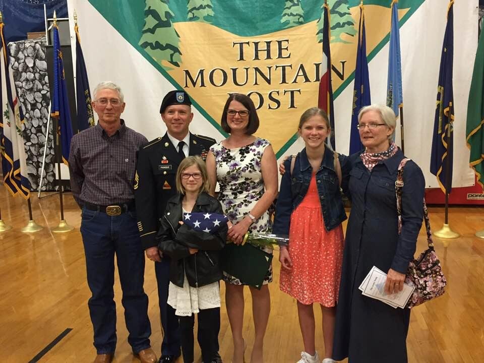 Proud day at Fort Carson, Colorado for son Casey’s Army retirement ceremony.