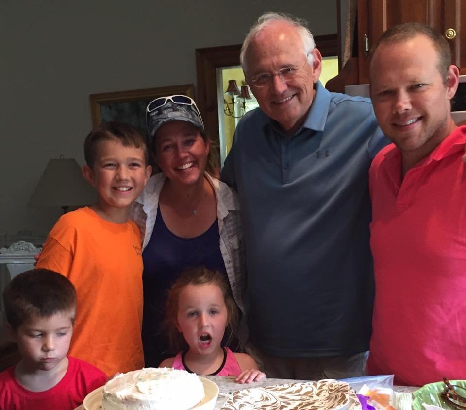 Celebrating Johnny's 71st birthday, Monnie and her three children and Jonathan.