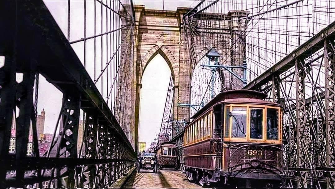Old Time Brooklyn Bridge Photo.