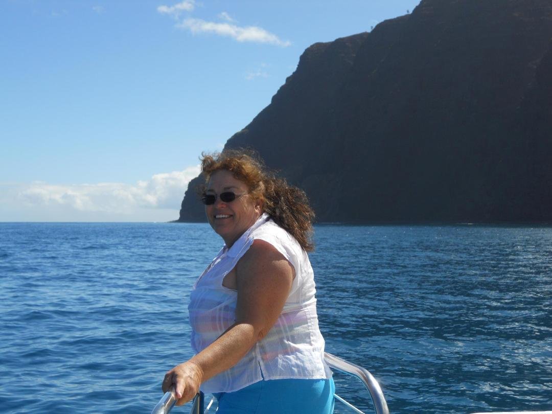 Loretta on the Na'Pali Catamaran Cruise