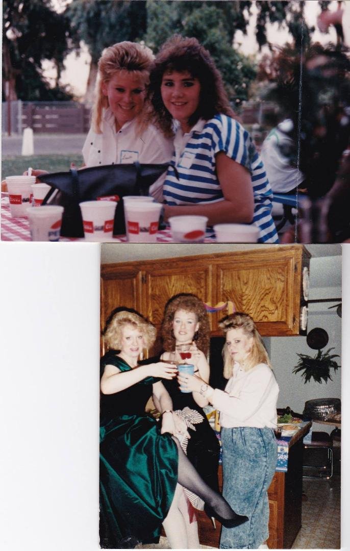 Since I don't ever do' TBT' I'm tossing up two, Both from the late 80"s. Thats my my good friend Donna Perez in the top pic and well thats Me Rhonda Farley Montgomery and Trish doing the BC party thing haha. Can you say big