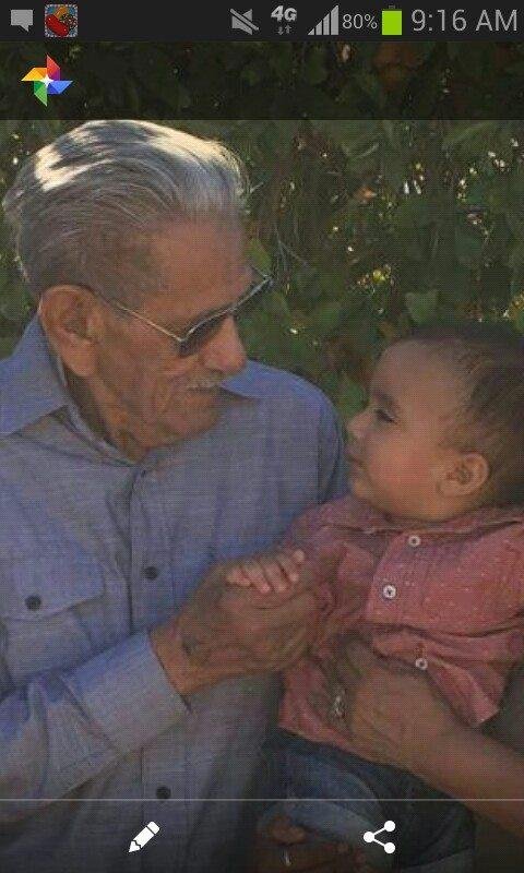 I love this pic of my daddy and his great-great grandson Mason. I wonder what they are thinking? :-)