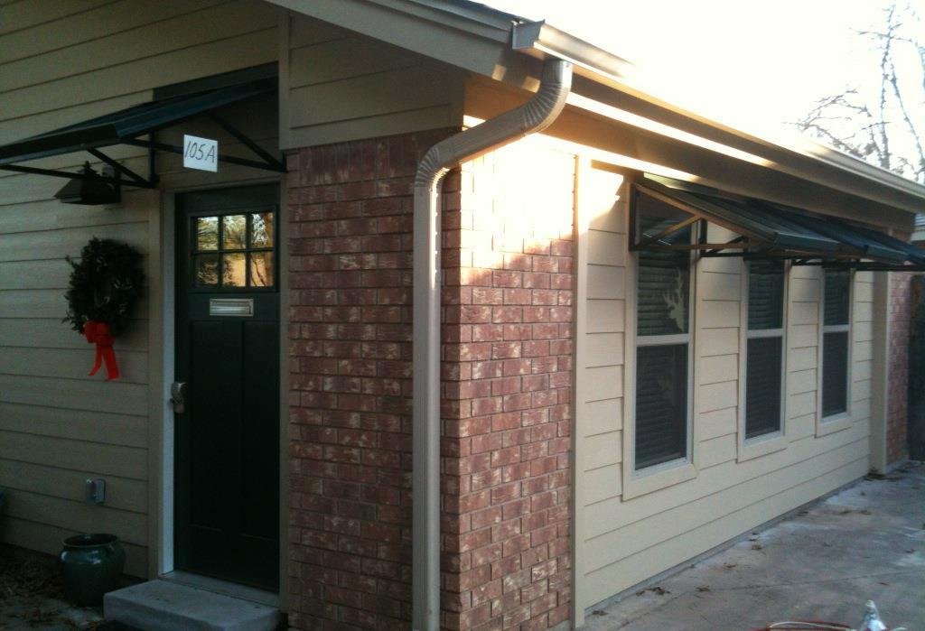 The awnings are up! Here is my cottage, which I am calling 'Ye Awning Haus.'