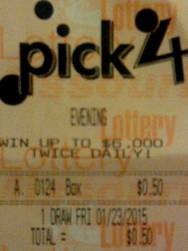 MY 1ST WIN IN "2015"! PICK 4 EVEN #'S LAST NIGHT WAS (0-4-2-1)! I'VE PLAYED, TOMORROW'S DATE LAST NIGHT (0-1-2-4)! JUST WON $125.00 (0.50 BOX)! IF I WOULD'VE PLAYED $1.00 BOX & COULD'VE WON $250.00! BUT IT'S A VERY GOOD STA