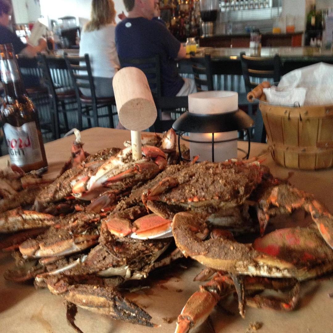 Here we go Fran crabs at Conrads Joel had a dozen n half of oysters to start