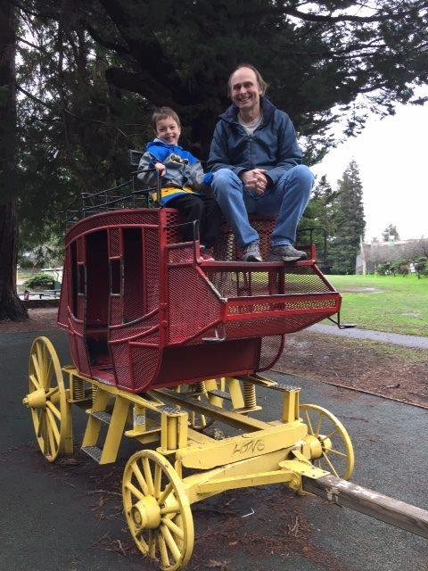 Jack and his dad at Montclair Park, Oakland