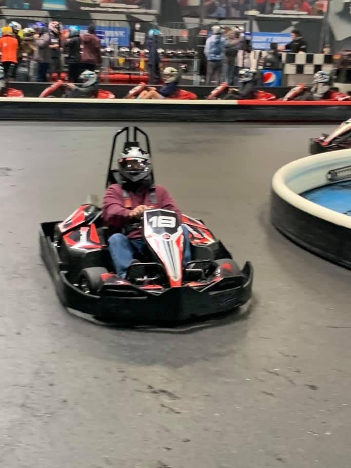 Grandpa had to race with the birthday boy!