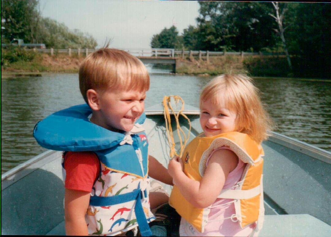 My 2 cutie pies on a boat